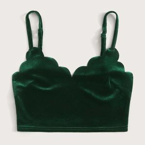 Velvet dark green crop top